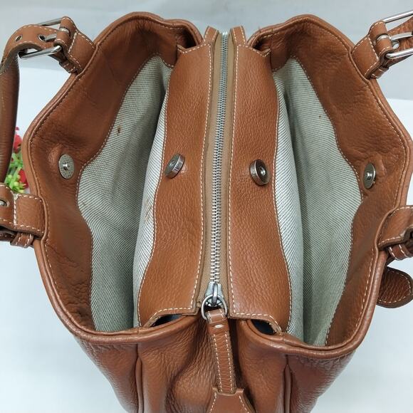 Dooney & Bourke Brown Pebbled Leather Carryall Top Handle Satchel Bag - Picture 10 of 16